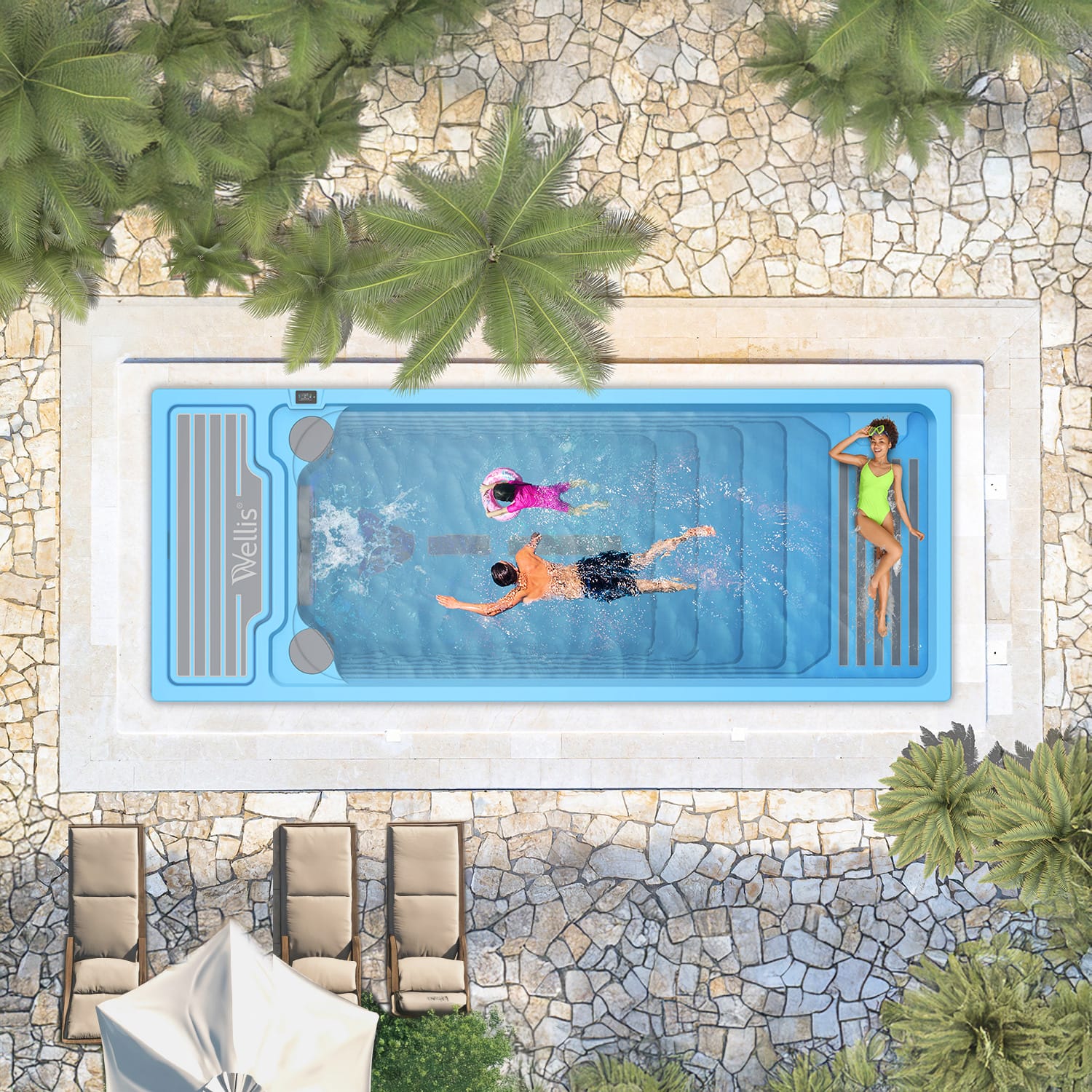 Wellis Beach Club Premium swim spa top view